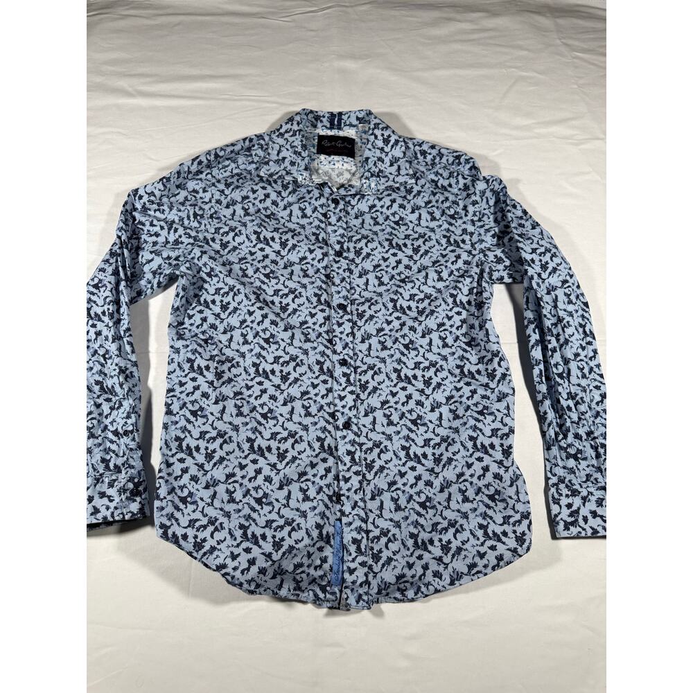 Robert Graham Men’s XL Tailored Fit Long Sleeve Button Front Shirt Blue Floral